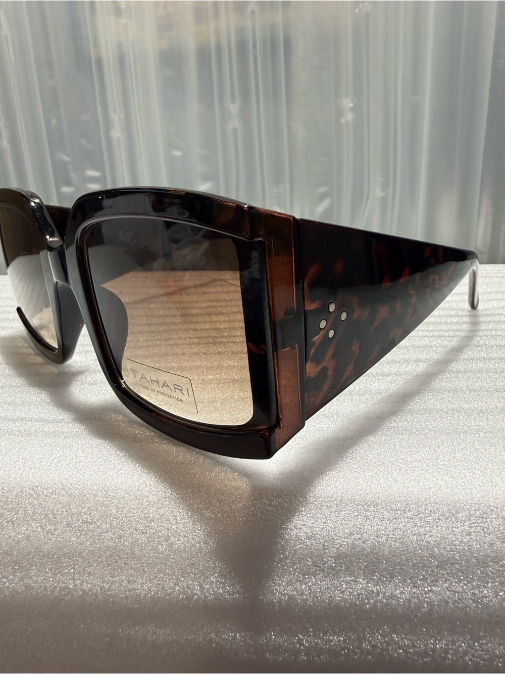 Tahari TH810 Dark Tortoise Oversized Square Sunglasses  UNISEX-NEW